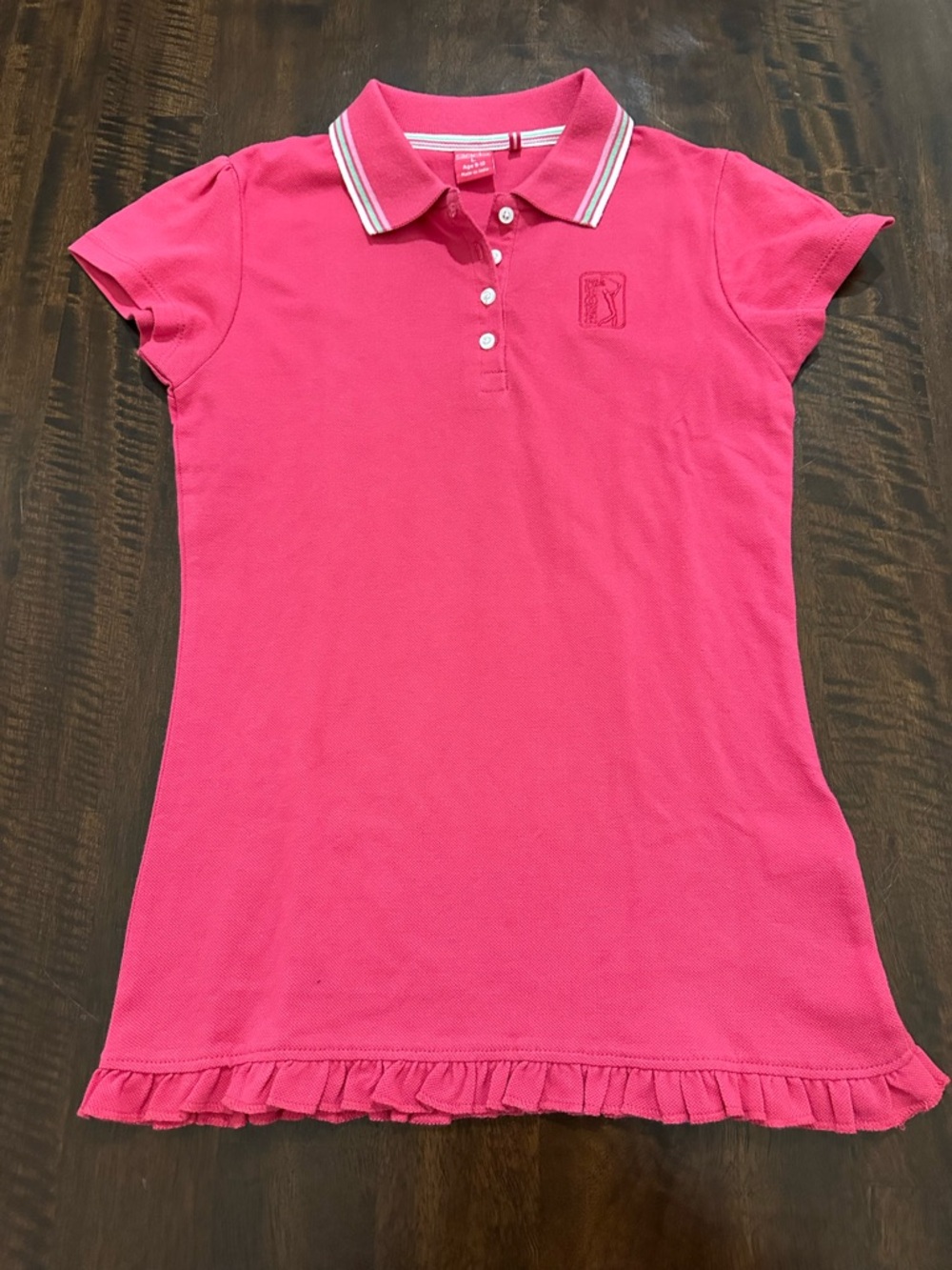 New Never Worn Girls' Hot Pink Polo Dress with Ruffle Hem